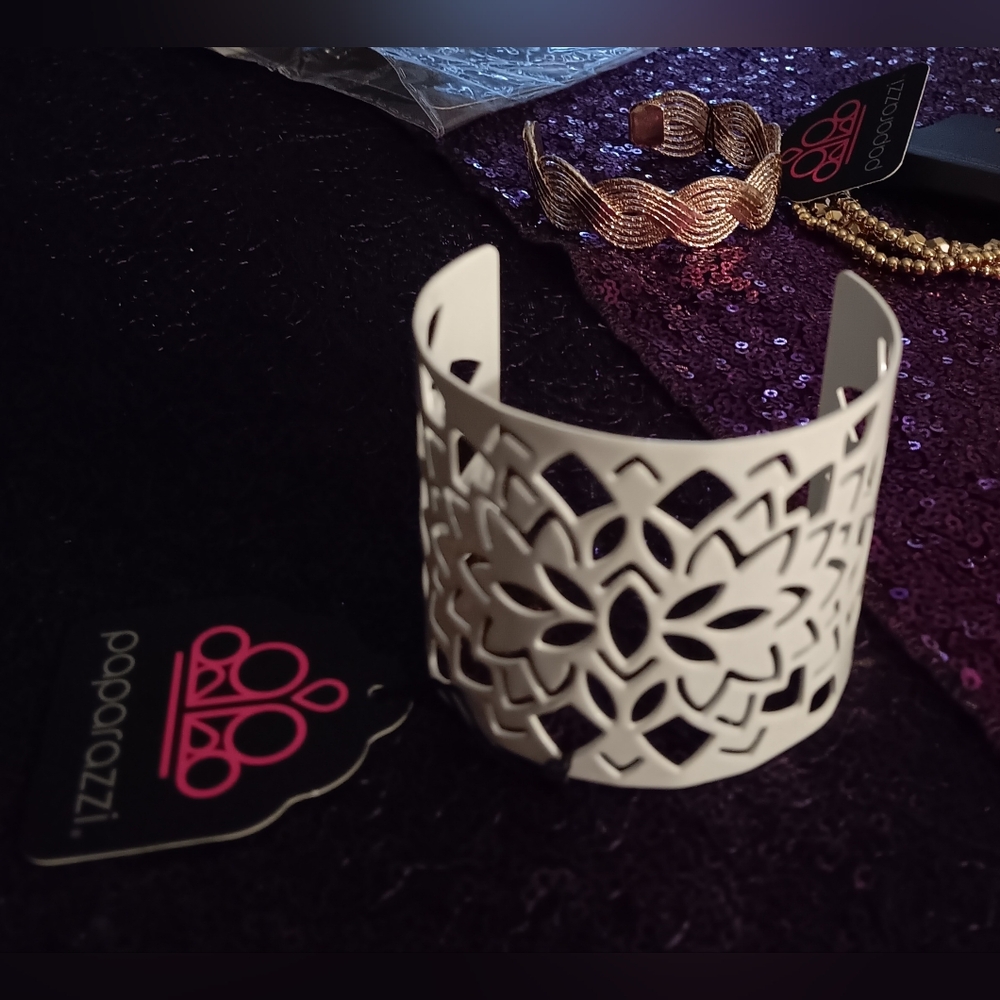 Paparazzi Intricate WHITE Cuff Bracelet
